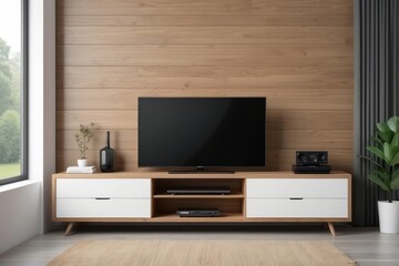 Modern Living Room with Flat-Screen TV and Entertainment Center