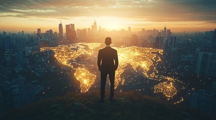 Fototapeta premium A scientist using AI to model and predict climate change impacts on a global scale Stock Photo with copy space