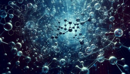 Closeup of an abstract biological and scientific molecular structure concept