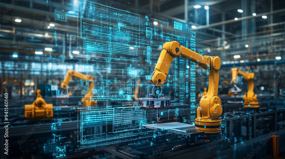 Aufkleber a 3d printer powered by ai creating complex and precise components for industrial use stock photo wi