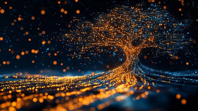 An abstract representation of AI as a digital tree with branches of code and data streams Stock Photo with copy space