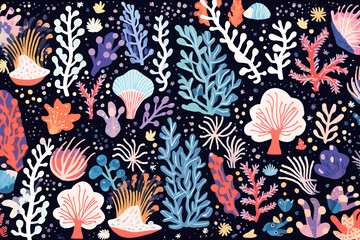 Fototapeta premium Vibrant Underwater Coral Reef Illustration