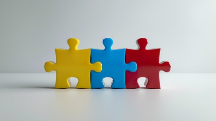 Colorful puzzle pieces aligned and bonded. Union concept, teamwork and business logo.