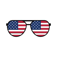 Vector sunglasses with american flag illustration template