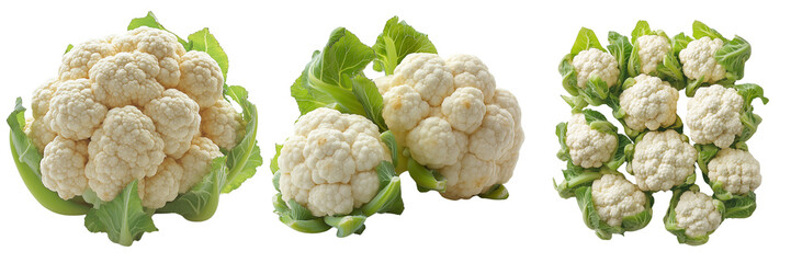 Fresh Organic Cauliflower on Transparent Background Ideal for Healthy Recipes, Cooking Projects, and Nutritional Content Creation