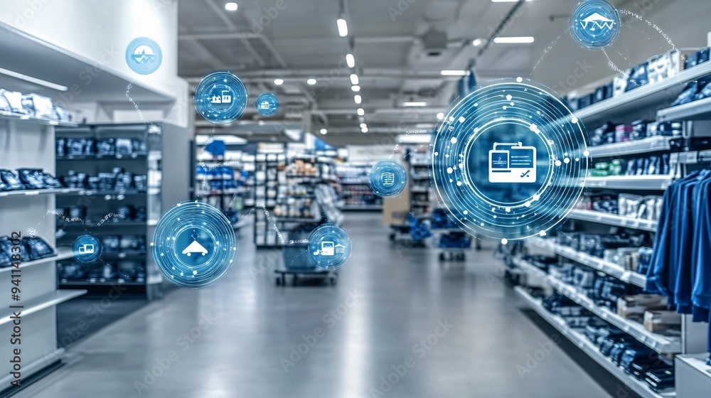 Poster A retail environment where AI-driven technology enhances the shopping experience and streamlines operations Stock Photo with copy space