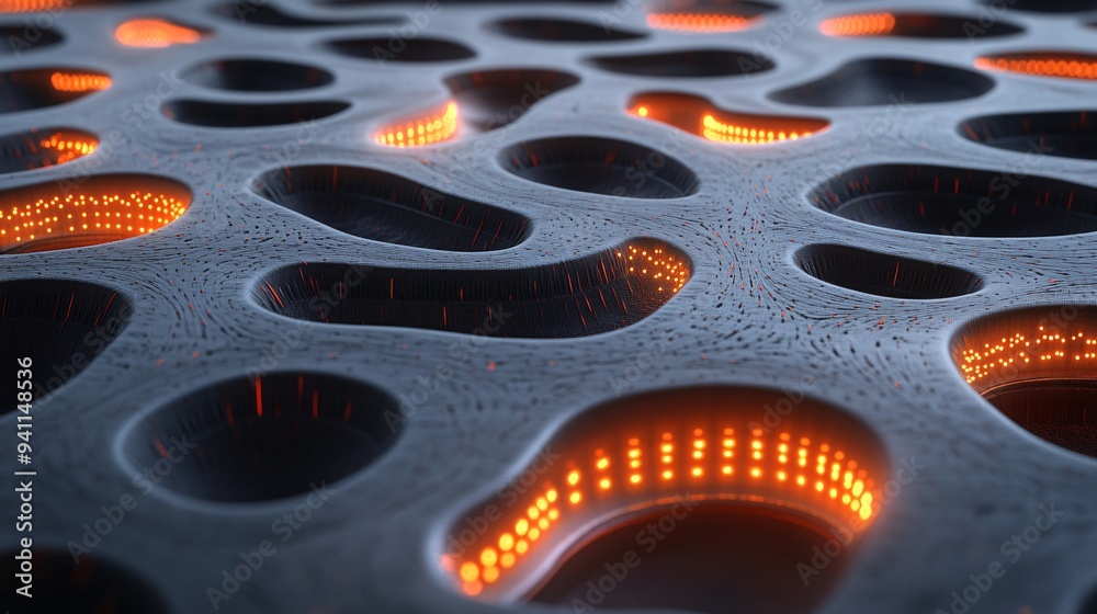 Aufkleber An abstract visualization of AI as a glowing neural network connecting various points of data across a dark background Stock Photo with copy space