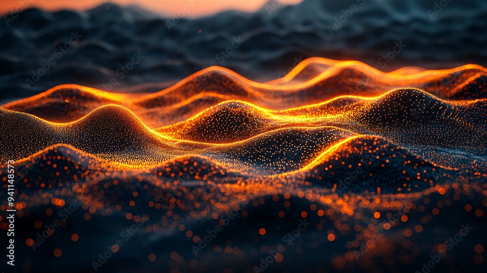 Aufkleber An abstract visualization of AI as a glowing neural network connecting various points of data across a dark background Stock Photo with copy space