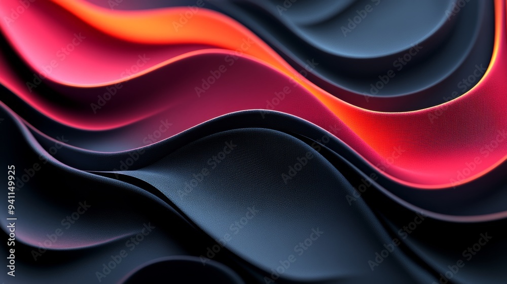 Poster abstract image of flowing red and black waves, creating a dynamic and modern design