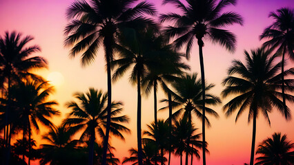 Obraz premium palm silhouette at sunset