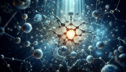 Closeup of an abstract biological and scientific molecular structure concept