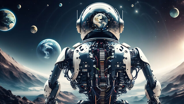 artificial intelligence robot background with space