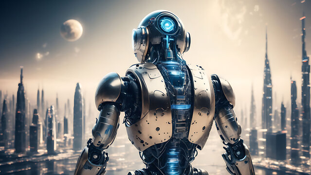 artificial intelligence robot background with space
