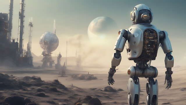 artificial intelligence robot background with space