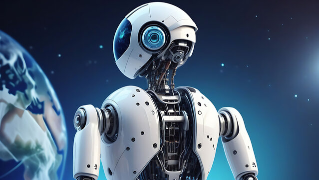 artificial intelligence robot background with space