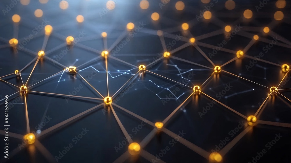Aufkleber An abstract depiction of AI as a network of glowing nodes and connections representing deep learning processes Stock Photo with copy space