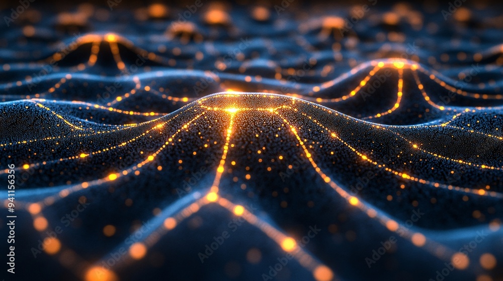 Aufkleber An abstract depiction of AI as a network of glowing nodes and connections representing deep learning processes Stock Photo with copy space
