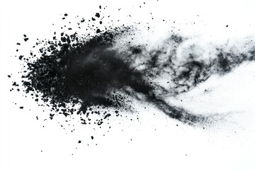 Black Powder Explosion on White Background