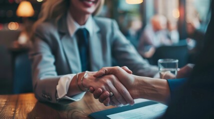 two bussines women shaking hands 