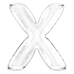 3D Letter X, transparent glass look, inflated isolated png