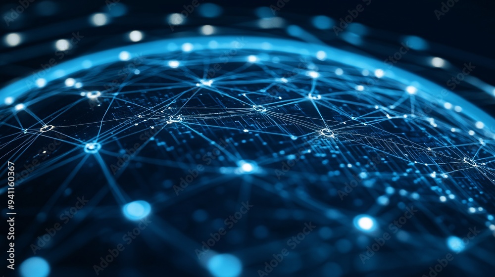 Aufkleber An abstract visualization of AI as a pulsating digital sphere filled with interconnected data and algorithms Stock Photo with copy space