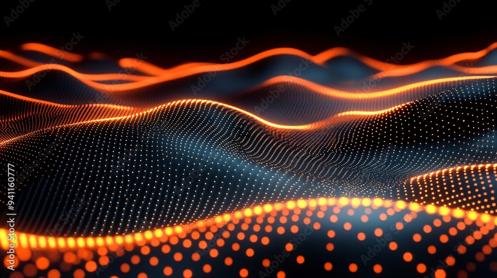 Leinwandbilder An abstract depiction of AI as a network of glowing spheres representing interconnected data points and algorithms Stock Photo with copy space