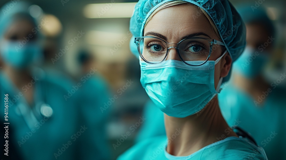 Poster a medical professional using ai-powered tools to enhance patient care and improve outcomes stock pho