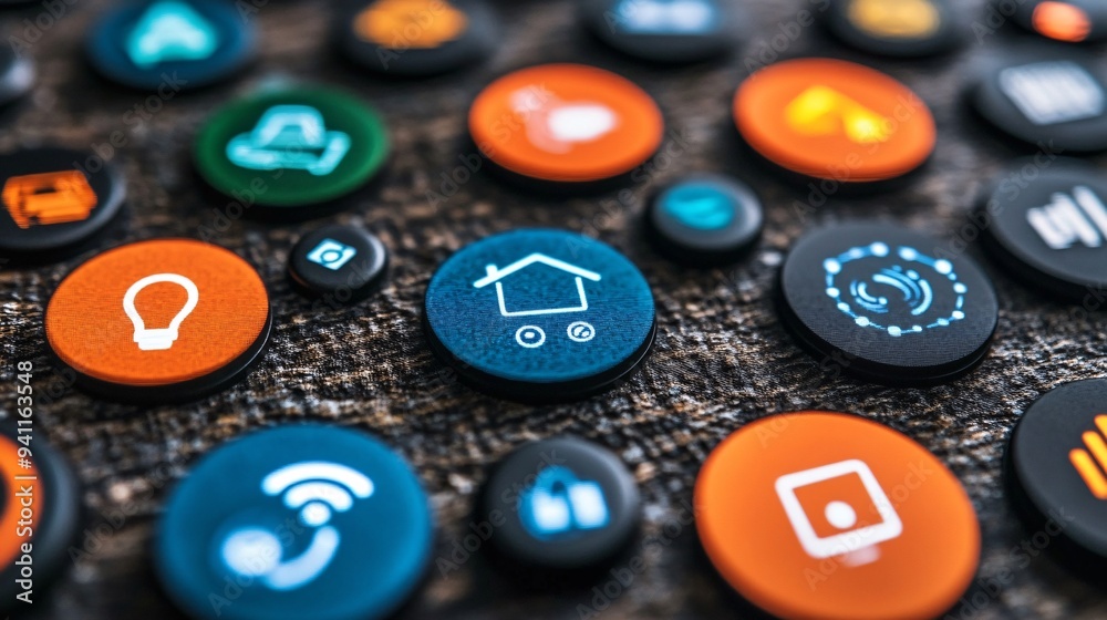 Aufkleber A smart home where AI controls every aspect from lighting to security ensuring maximum comfort and efficiency Stock Photo with copy space