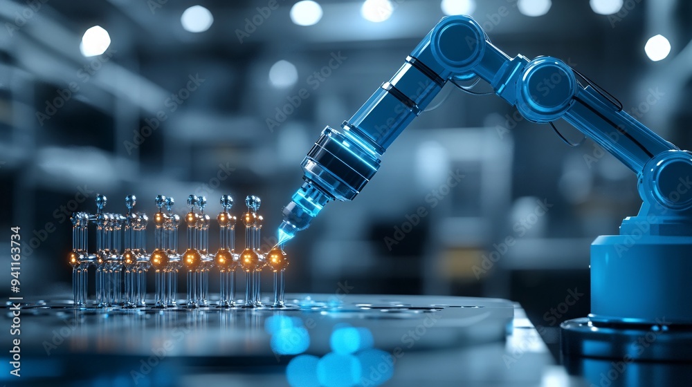 Aufkleber a futuristic research lab where ai-driven systems assist scientists in groundbreaking discoveries st