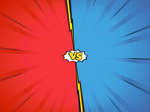 Cartoon comic background fight versus competition poster with halftone effect retro pop art style vector illustration