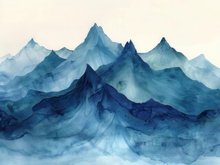 Obraz premium Majestic mountain range, Fantasy, Dramatic, Watercolor, Emphasizing aweinspiring peaks