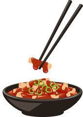 toppoki illustration in isolated background. korean food illustration vector.