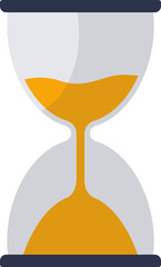 An hourglass with sand flowing, symbolizing time passing.
