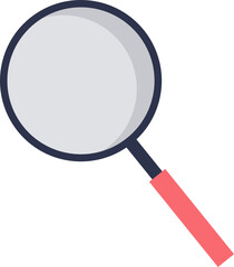 A simple illustration of a magnifying glass with a red handle, symbolizing search and scrutiny.