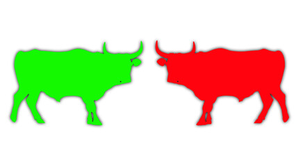 Bull share market bull, red bull, green bull, 
