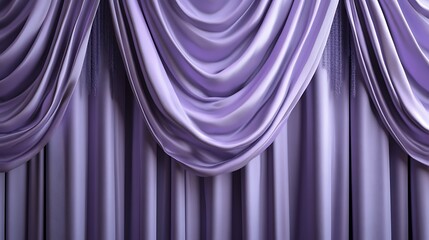 Elegance in Lavender - 3D Render of Ornate Silk Curtains, Neutral Background