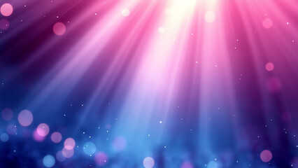 A pink and purple background with rays of light shining down, creating an enchanting atmosphere.
