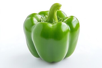 Fresh Green Bell Pepper on White Background - Vibrant Vegetables Close-up