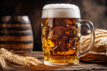 craft beer on rustic wooden table. Home brewing and beer festival concept