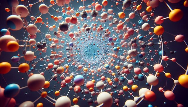 Closeup of an abstract biological and scientific molecular structure concept