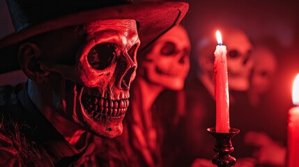 Spooky Halloween party with Gothic lighting and shadows