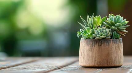 Discover the beauty of rustic succulents arranged in a vintage pot, perfect for adding a charming touch to your decor or for showcasing replaceable text features in your designs.