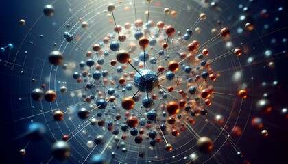 Obraz premium Closeup of an abstract biological and scientific molecular structure concept