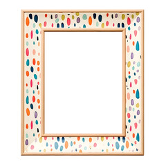 Colorful polka dot patterned frame with playful design, isolated on transparent background, PNG