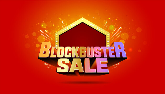 Festive background with blockbuster sale offer logo concept.