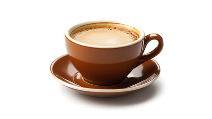 Fototapeta premium Luxurious Espresso Elegance in Demitasse Cup with Rich Crema - High Detail Coffee Photography on Isolated White Background