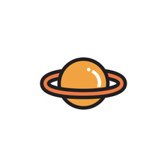 Saturn flat icon vector design illustration, planet Saturn symbol icon, universe icon design illustration, isolated on white background. 