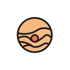 Obraz premium Planet Jupiter cartoon flat icon vector design illustration, simple flat icon of galaxy design illustration. 