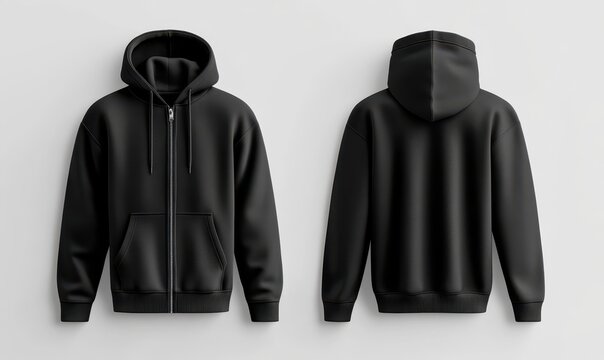 Black zip up hoodie template sale