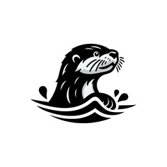 Elegant Otter Brand Identity Black and White Logo Design